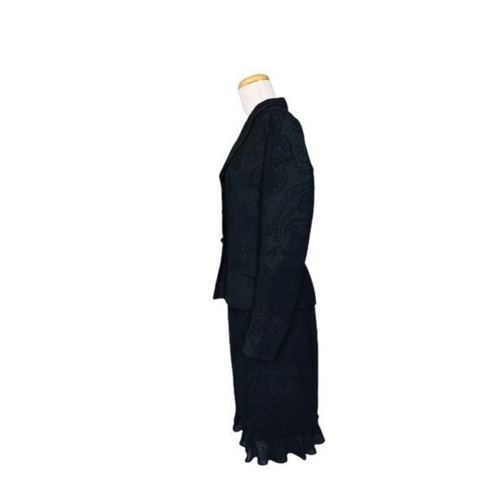 Carlisle Blazer and Skirt Suit Jacquard Black Paisley Vintage Sz 6 Hong Kong - Picture 9 of 14